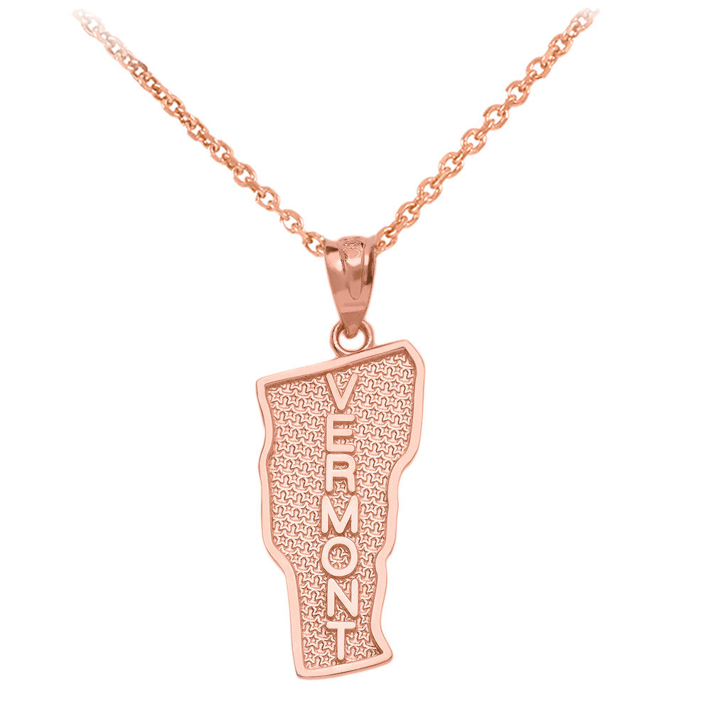 Gold Vermont State Map Pendant Necklace, view 2