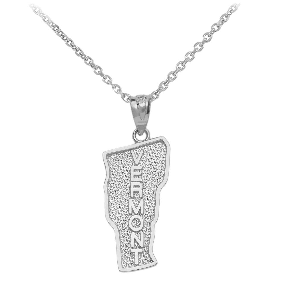 Gold Vermont State Map Pendant Necklace, view 3