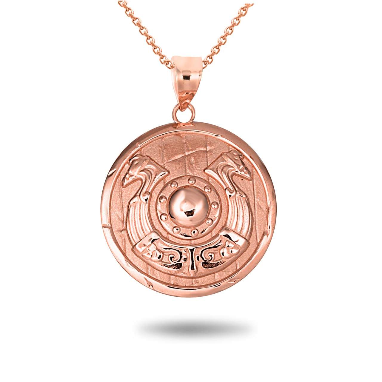 Gold Viking Horseshoe Shield Norse Pendant Necklace, view 6