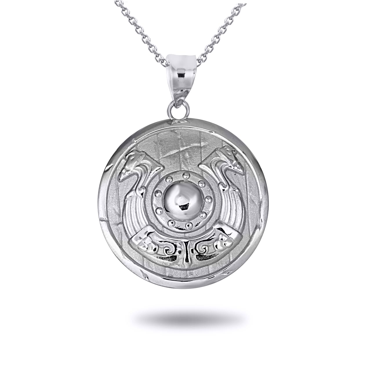 Gold Viking Horseshoe Shield Norse Pendant Necklace, view 8