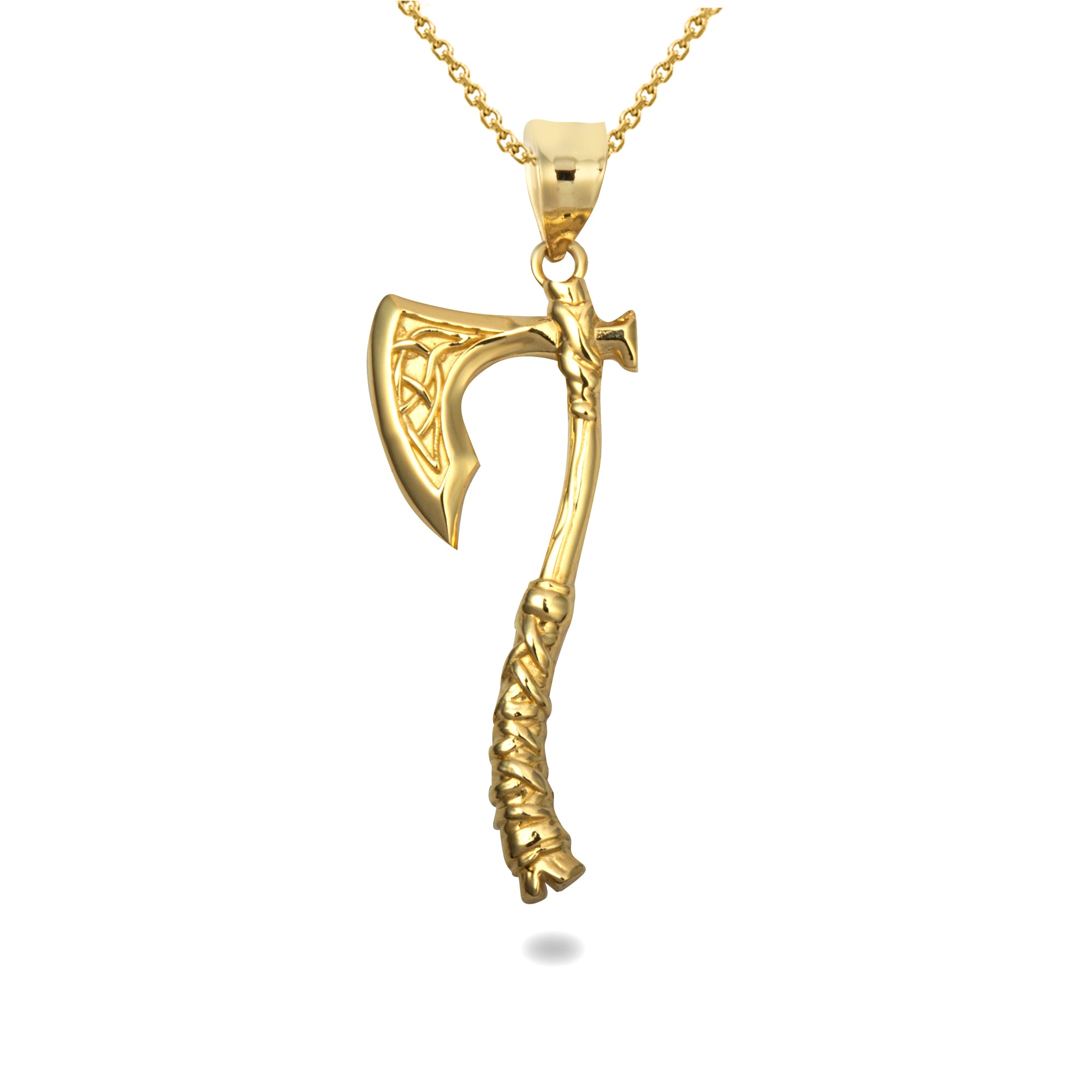 Gold Viking Norse Battle Axe Pendant Necklace, view 3