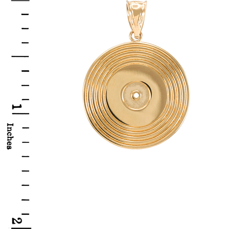 Gold Vinyl Disc Music Recording Pendant Necklace, view 2
