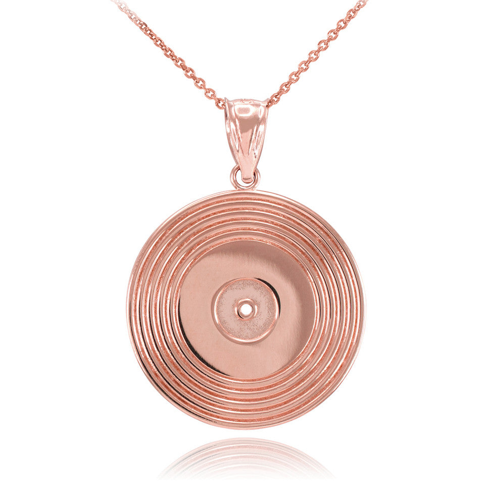 Gold Vinyl Disc Music Recording Pendant Necklace, view 3