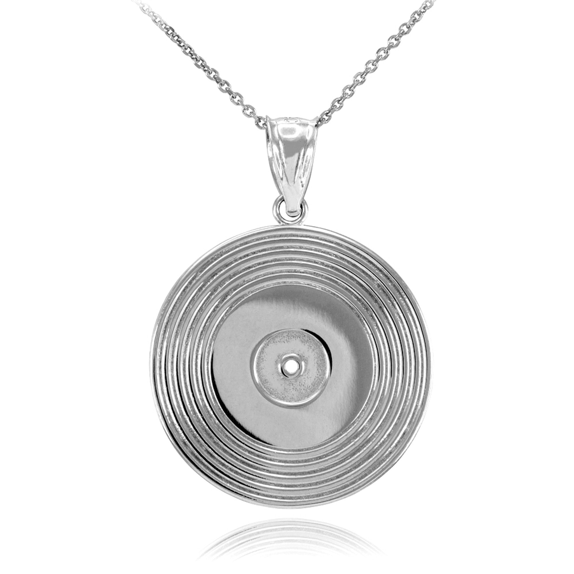 Gold Vinyl Disc Music Recording Pendant Necklace, view 4