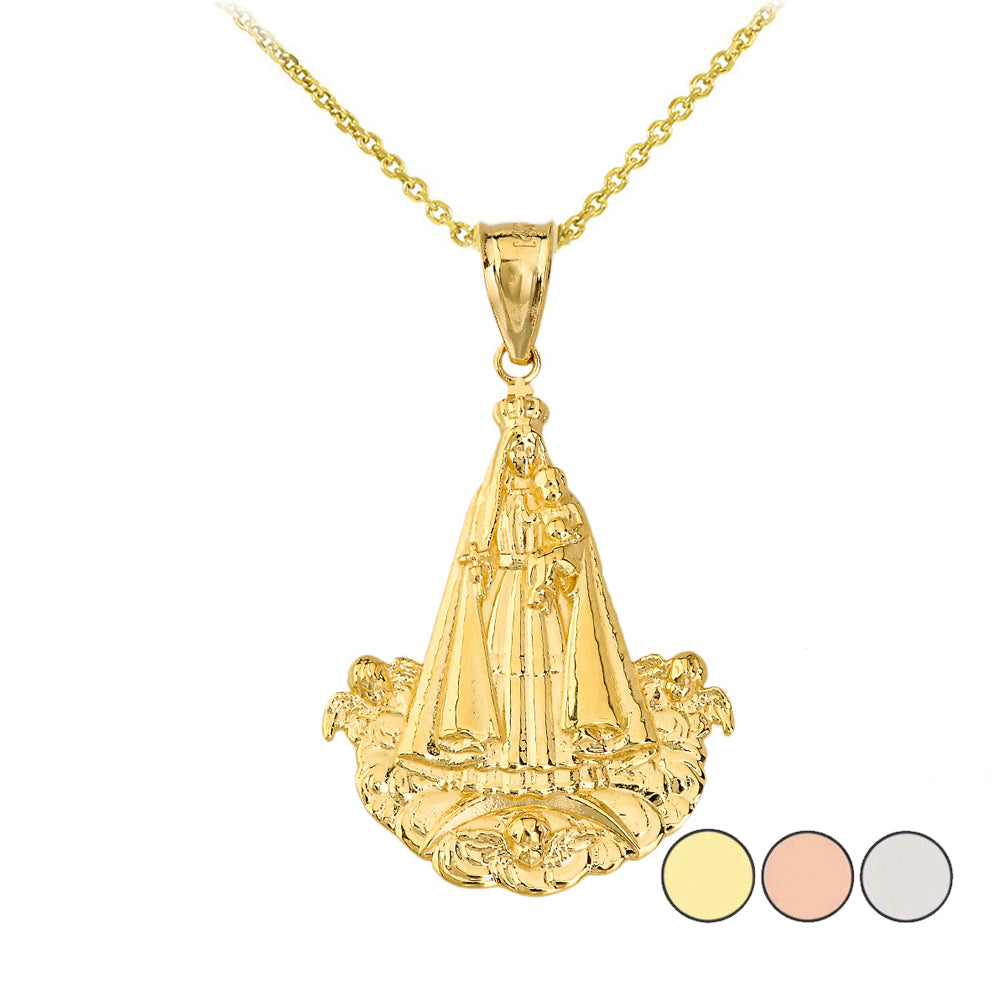 Gold Virgen del Cobre (Medium) Pendant Necklace