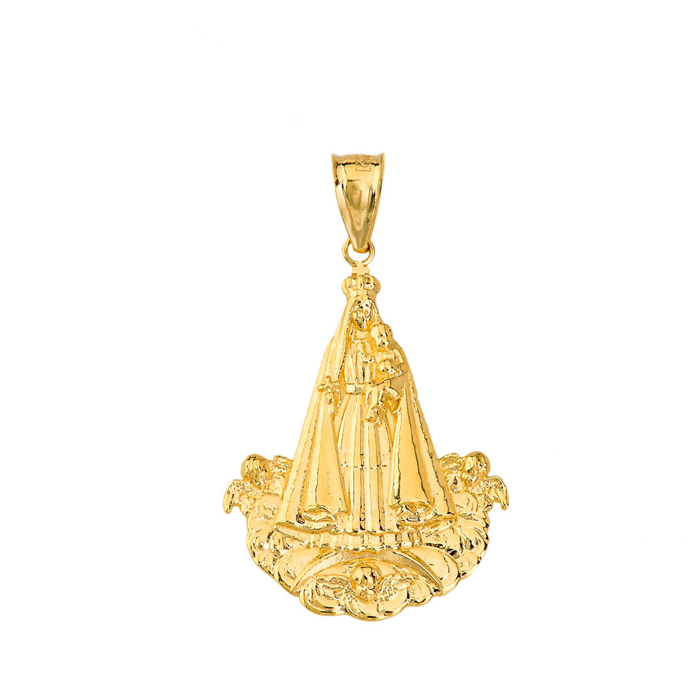 Gold Virgen del Cobre (Medium) Pendant Necklace, view 2