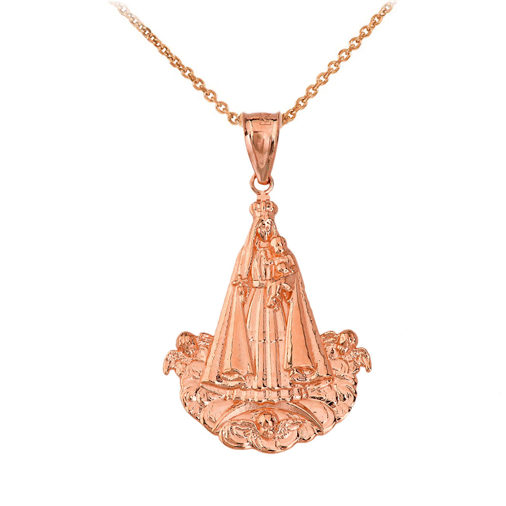 Gold Virgen del Cobre (Medium) Pendant Necklace, view 3