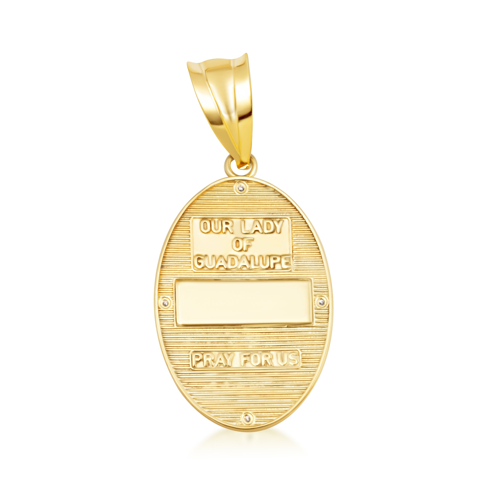 Gold Virgen Mary de Guadalupe Necklace with Diamonds, view 6