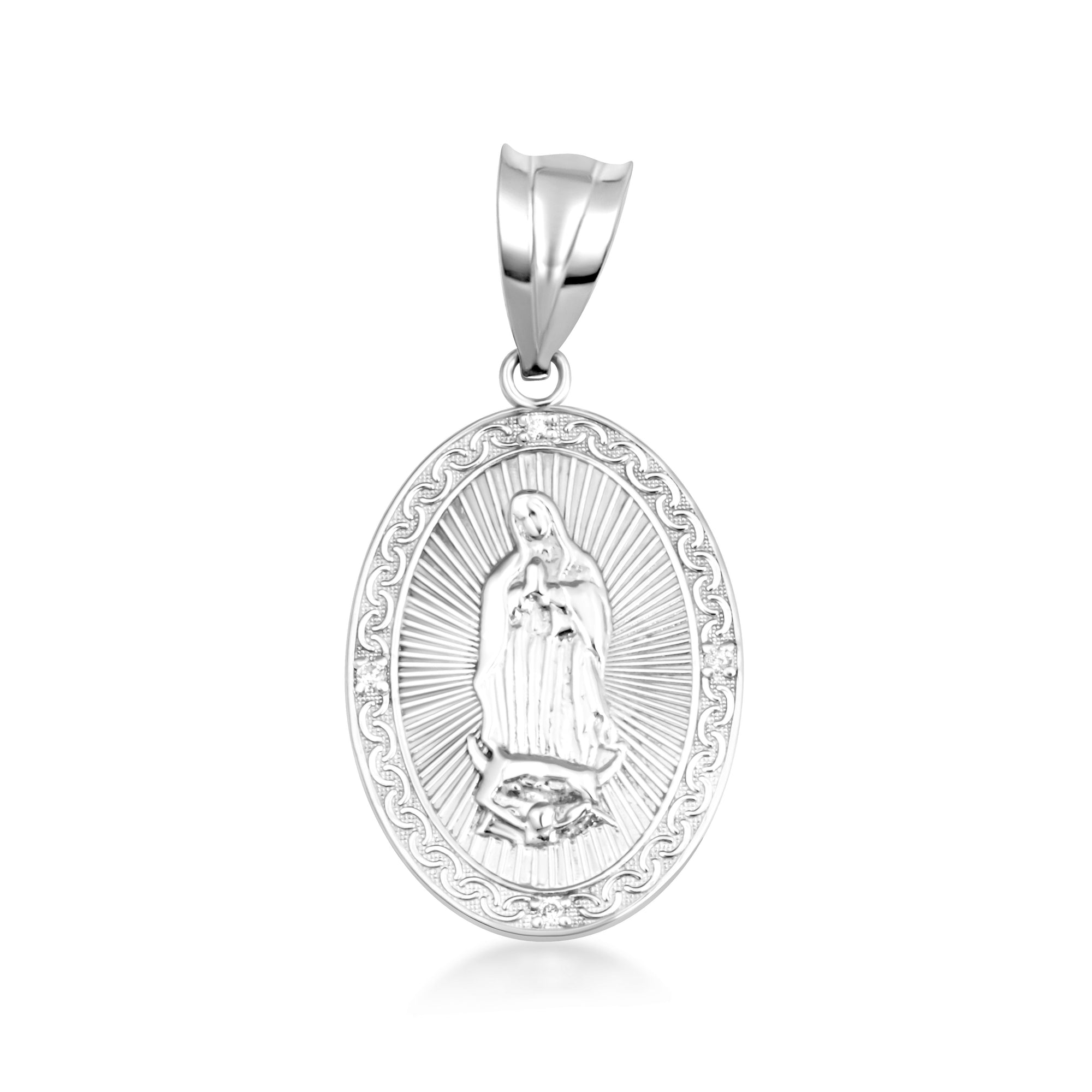 Gold Virgen Mary de Guadalupe Necklace with Diamonds, view 8