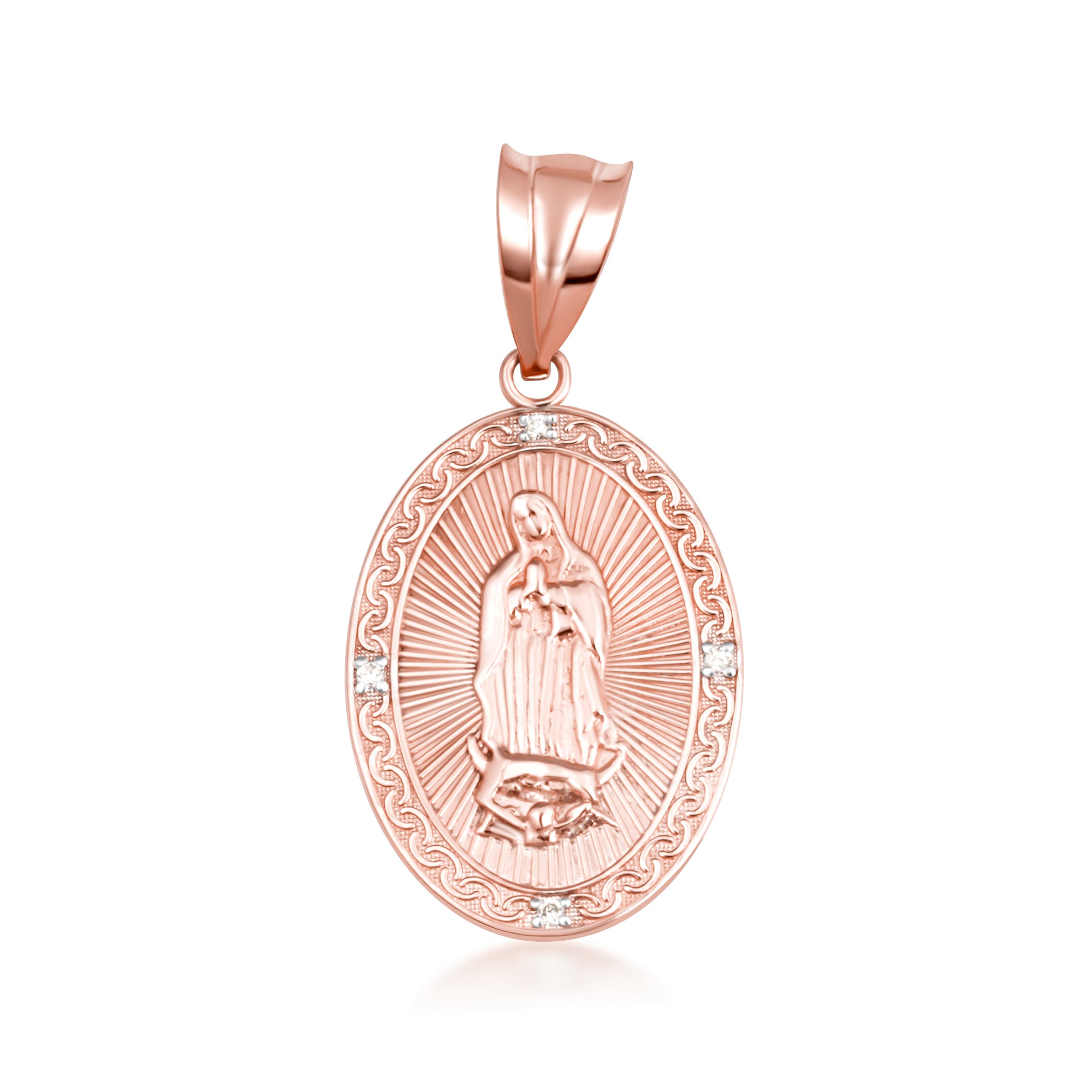 Gold Virgen Mary de Guadalupe Necklace with Diamonds, view 11