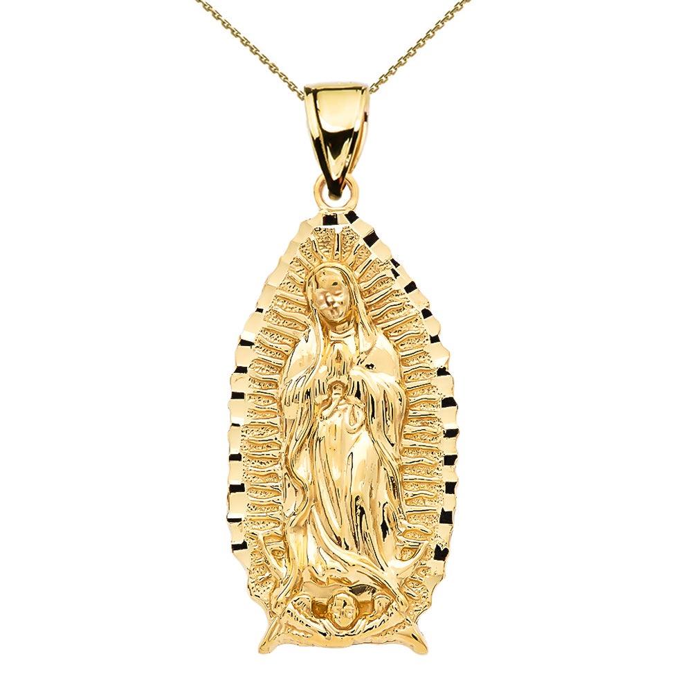 Gold Virgin Mary Pendant Guadalupe Necklace