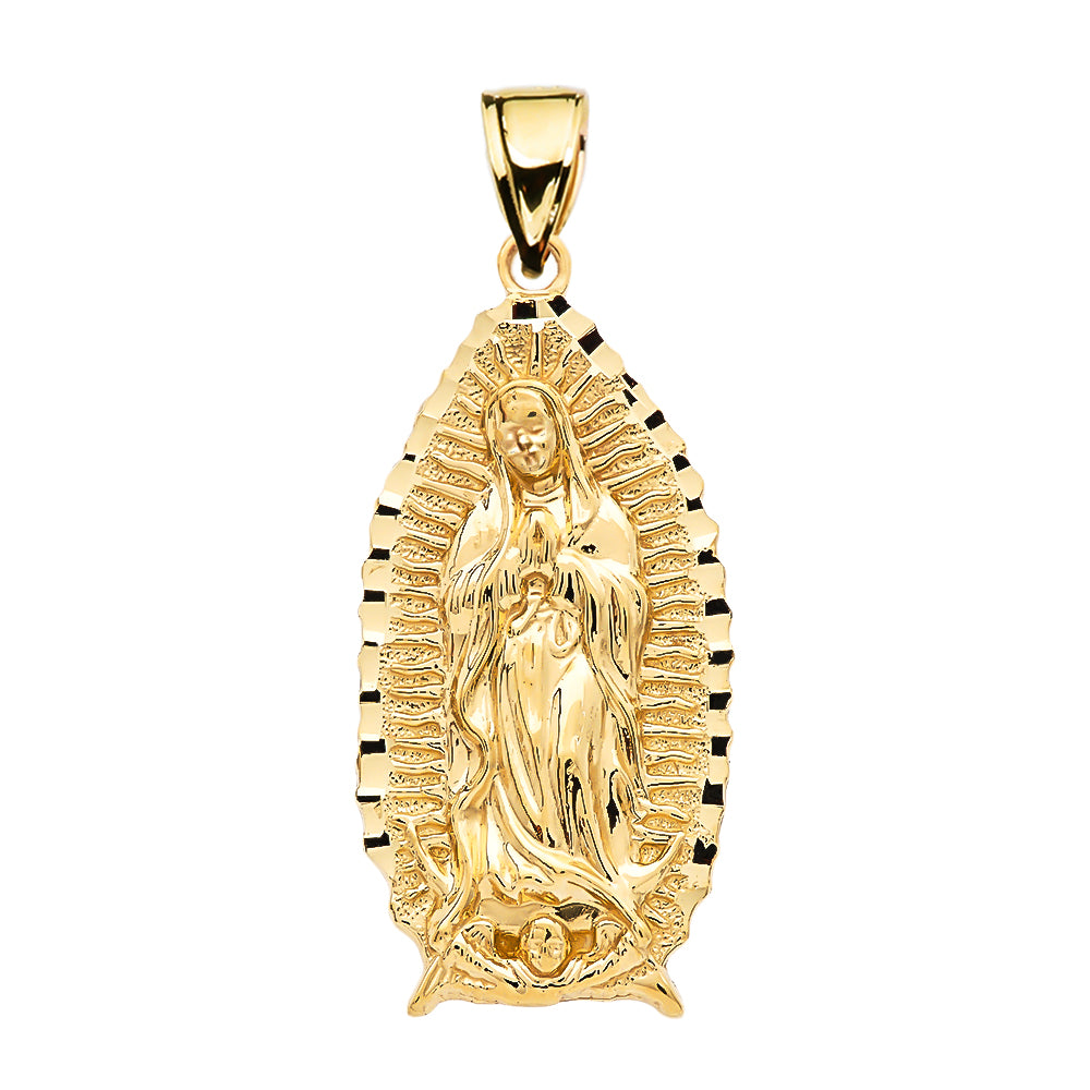 Gold Virgin Mary Pendant Guadalupe Necklace, view 2