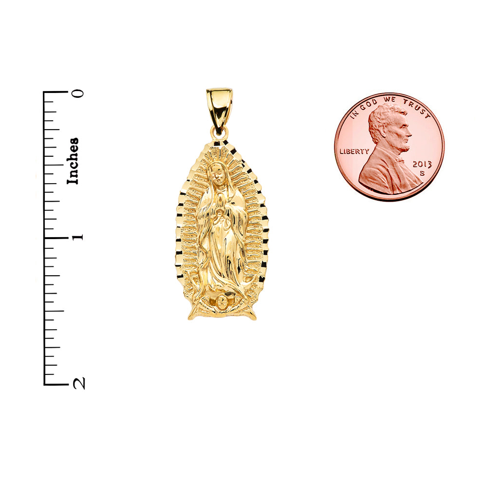Gold Virgin Mary Pendant Guadalupe Necklace, view 3