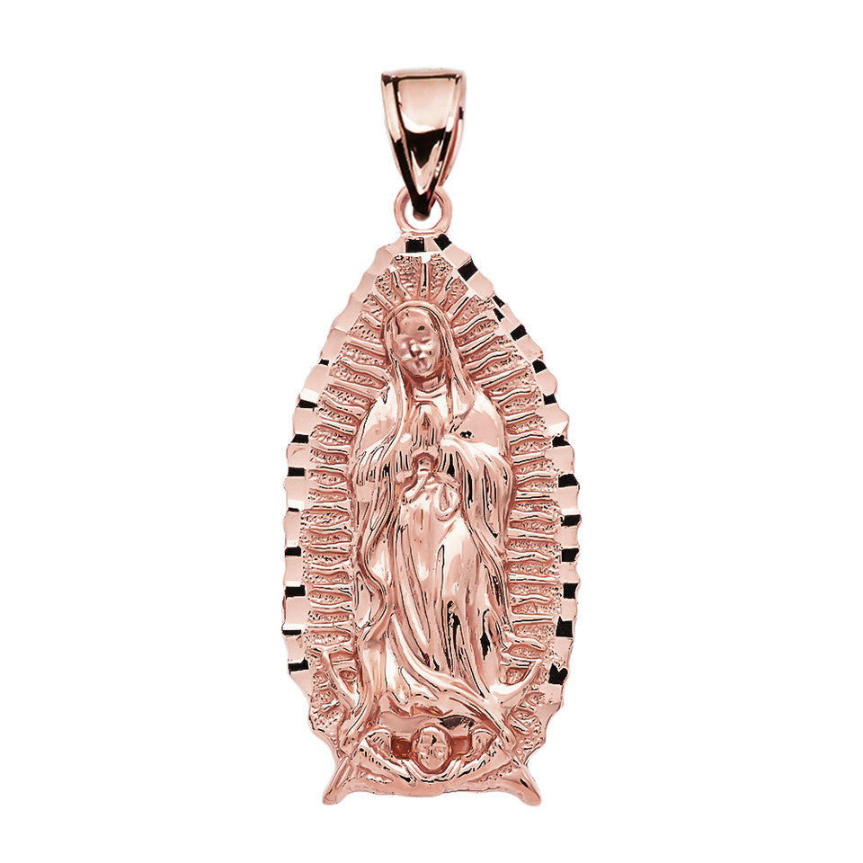 Gold Virgin Mary Pendant Guadalupe Necklace, view 4