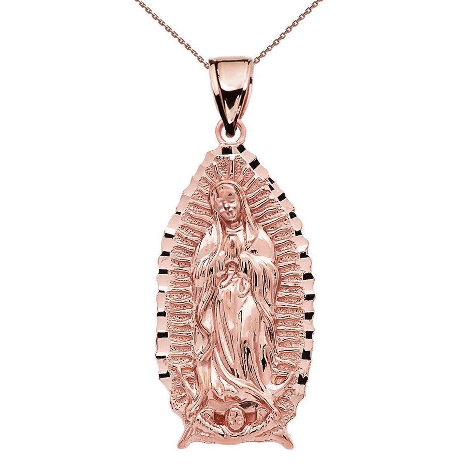 Gold Virgin Mary Pendant Guadalupe Necklace, view 5