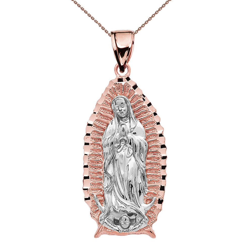 Gold Virgin Mary Pendant Guadalupe Necklace, view 6