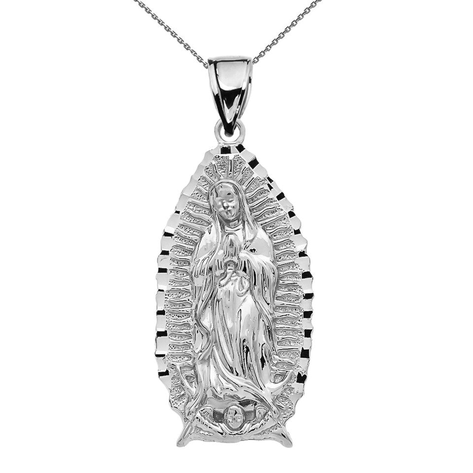 Gold Virgin Mary Pendant Guadalupe Necklace, view 8
