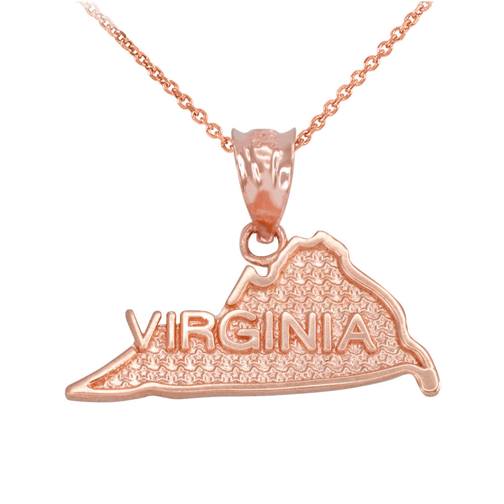 Gold Virginia State Map Pendant Necklace, view 2
