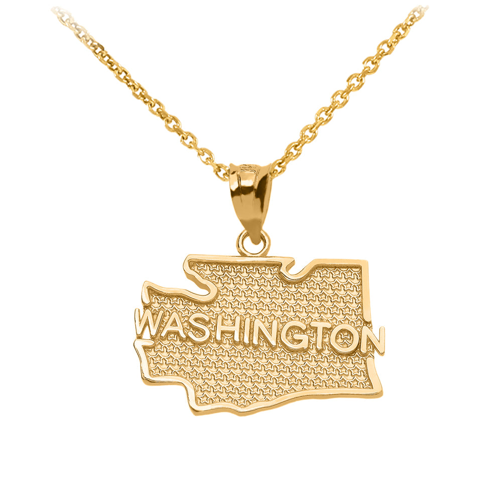 Gold Washington State Map Pendant Necklace