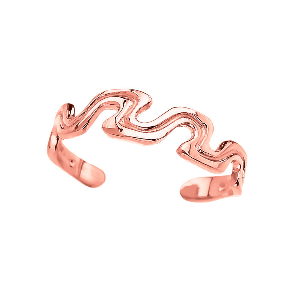 Gold Wave Design Toe Ring, view 2