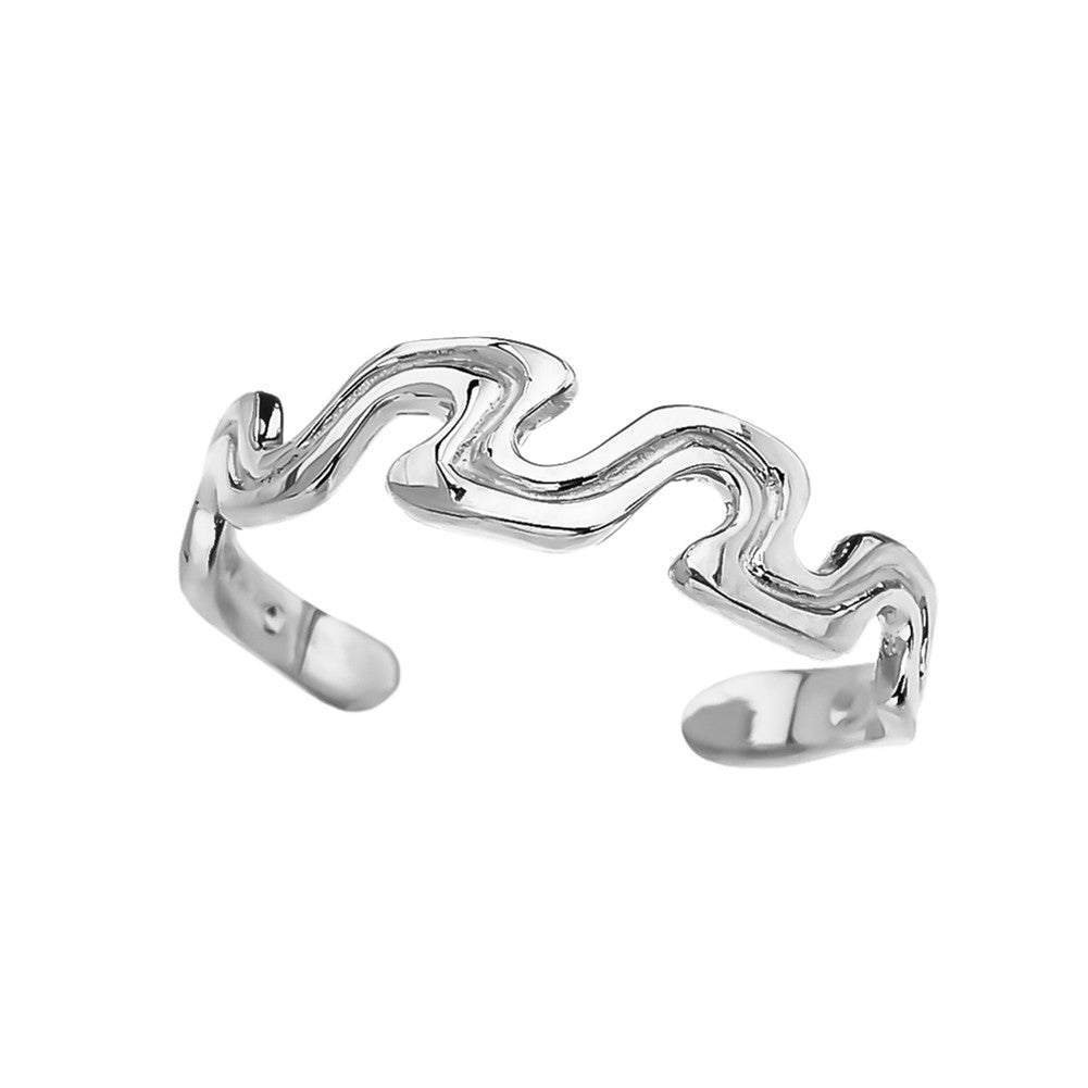 Gold Wave Design Toe Ring, view 3