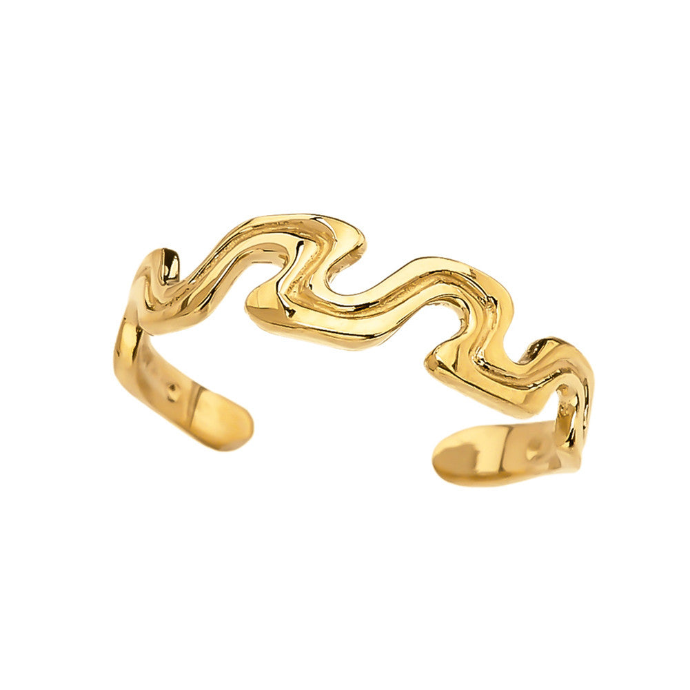Gold Wave Design Toe Ring, view 4