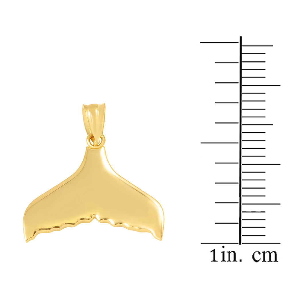 Gold Whale Tail Pendant Necklace, view 3