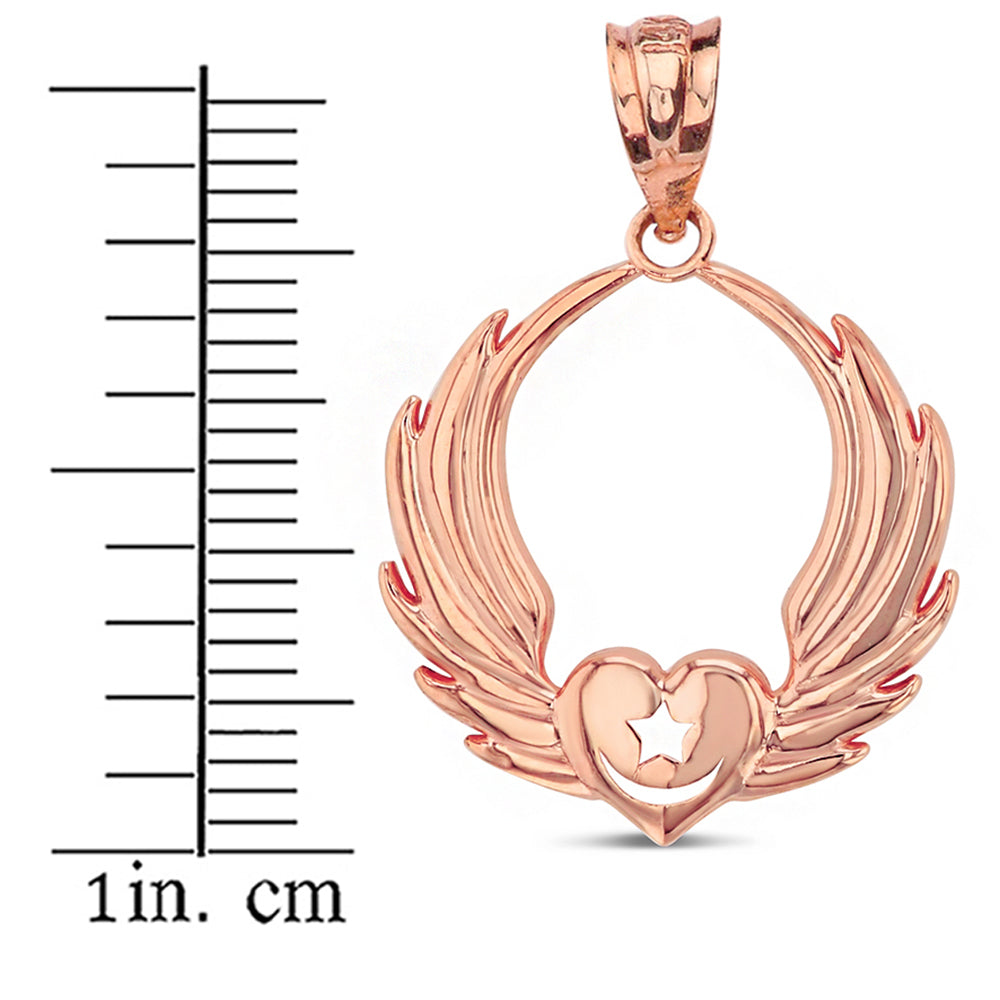 Gold Winged Heart with Star & Crescent Islam Sufi Order Pendant Necklace, view 6