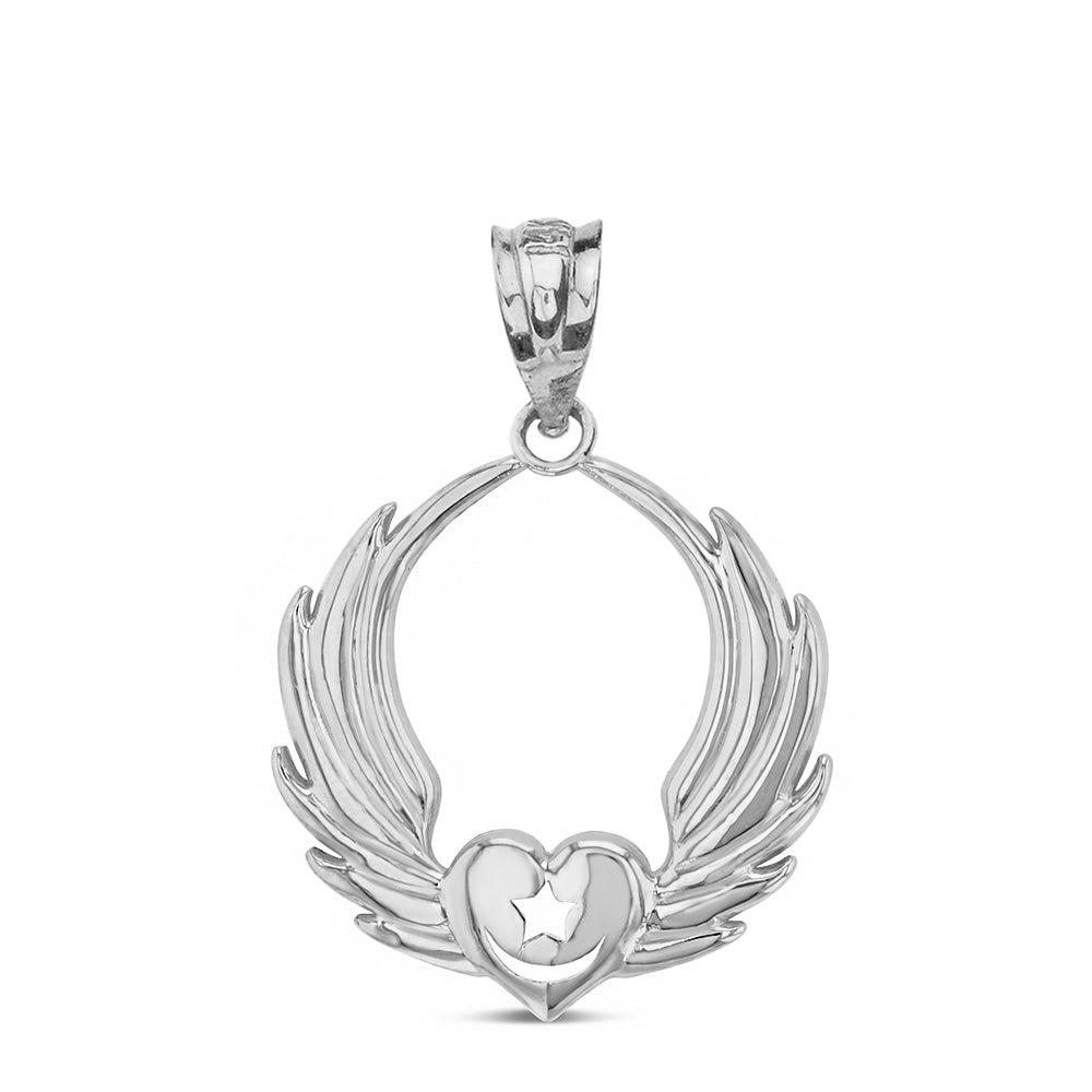 Gold Winged Heart with Star & Crescent Islam Sufi Order Pendant Necklace, view 8