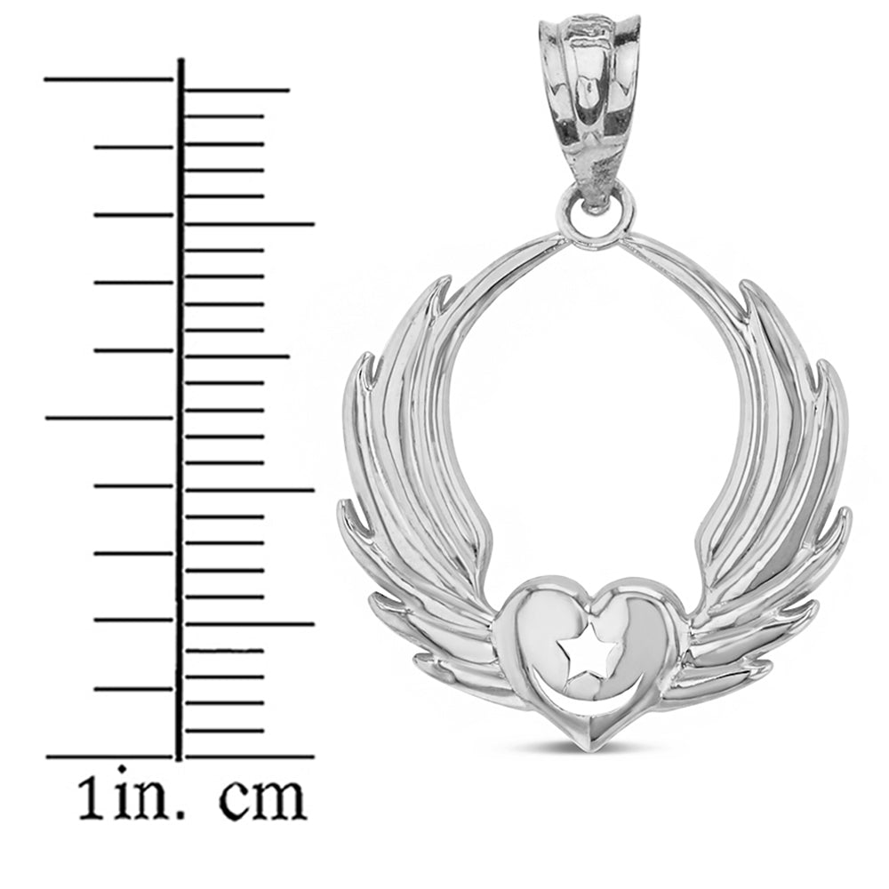 Gold Winged Heart with Star & Crescent Islam Sufi Order Pendant Necklace, view 9