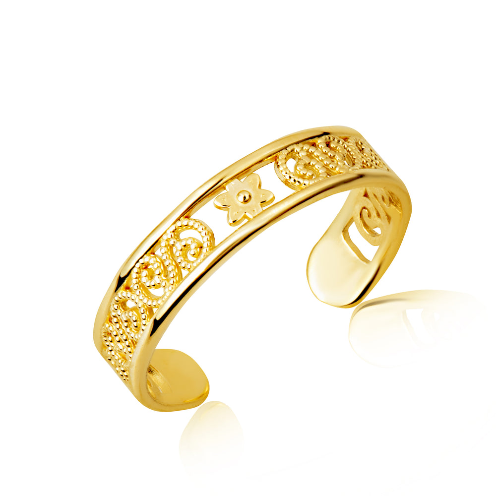 Gold Women's Bohemian Chic Floral Toe Ring