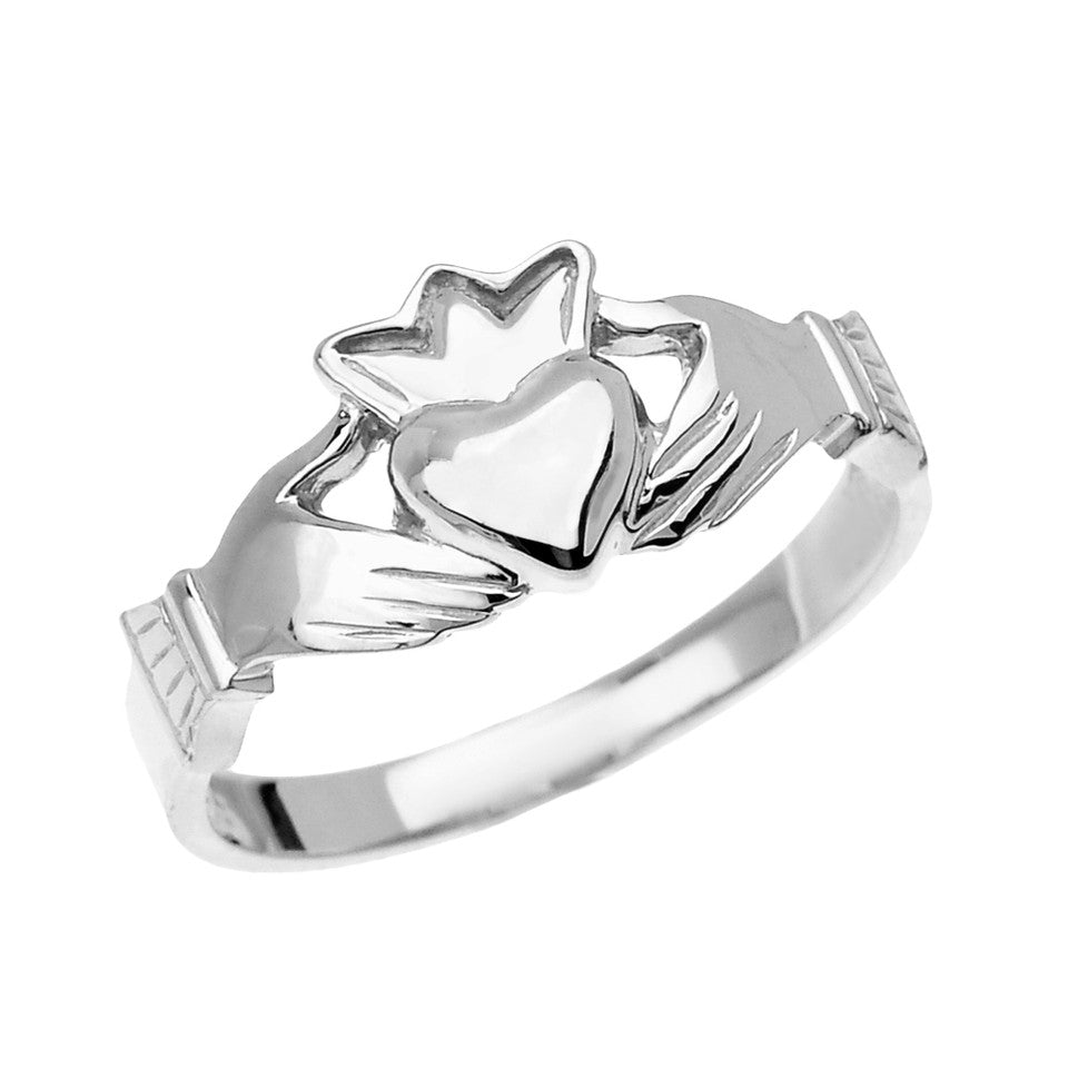 Gold Women's Claddagh Heart Crown Ring, view 2