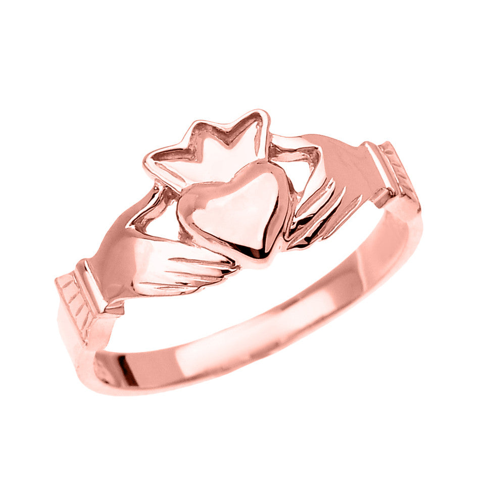 Gold Women's Claddagh Heart Crown Ring, view 3