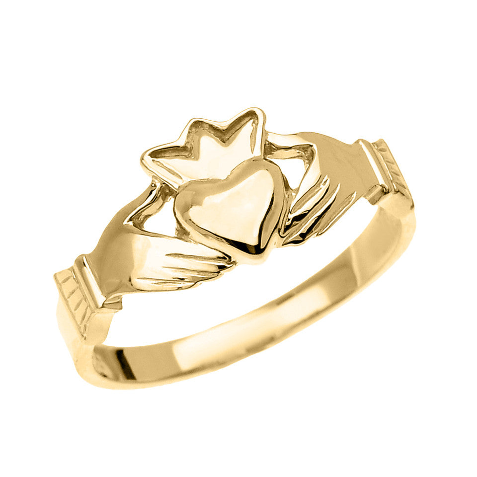 Gold Women's Claddagh Heart Crown Ring, view 4