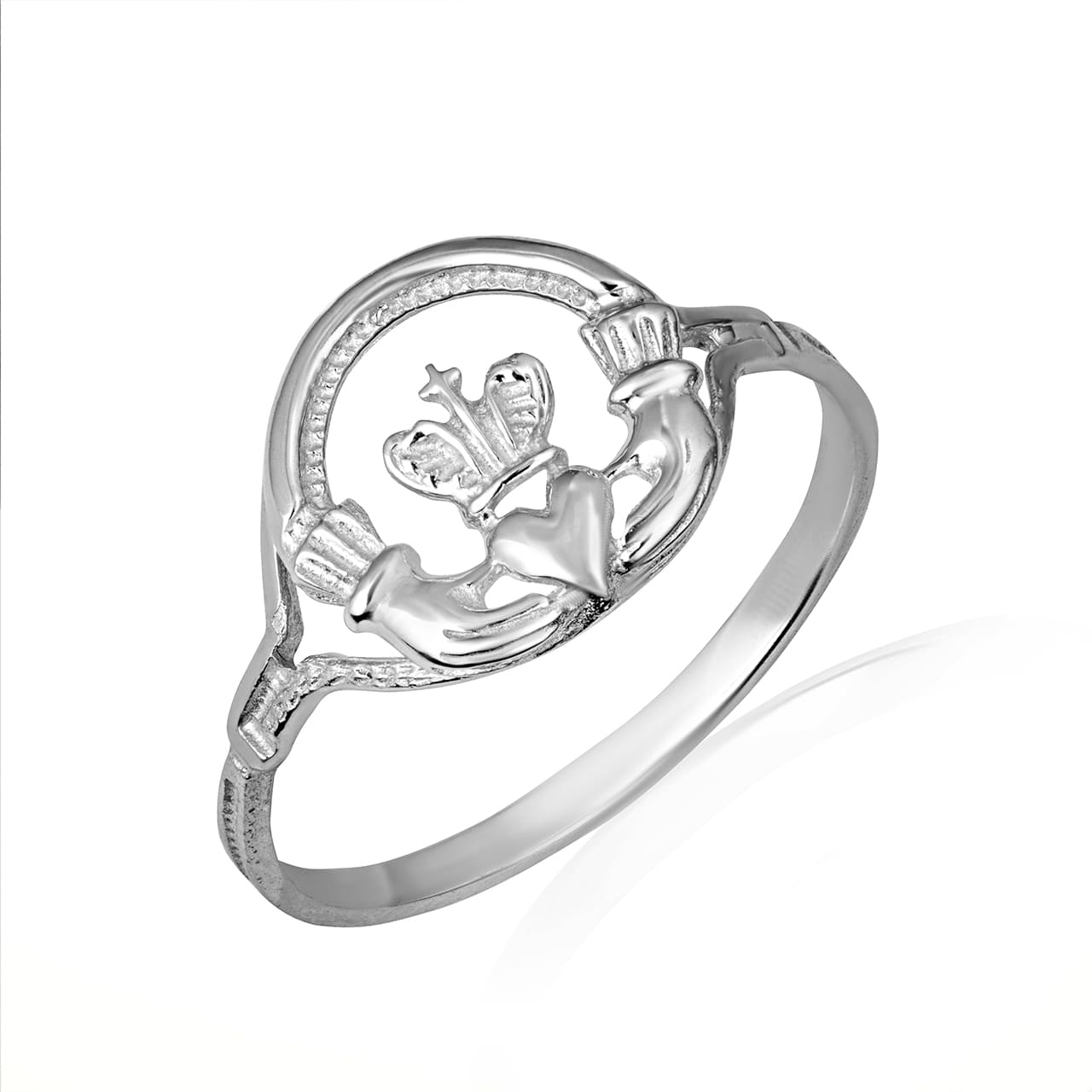 Gold Women's Claddagh Ring with Cross, view 3