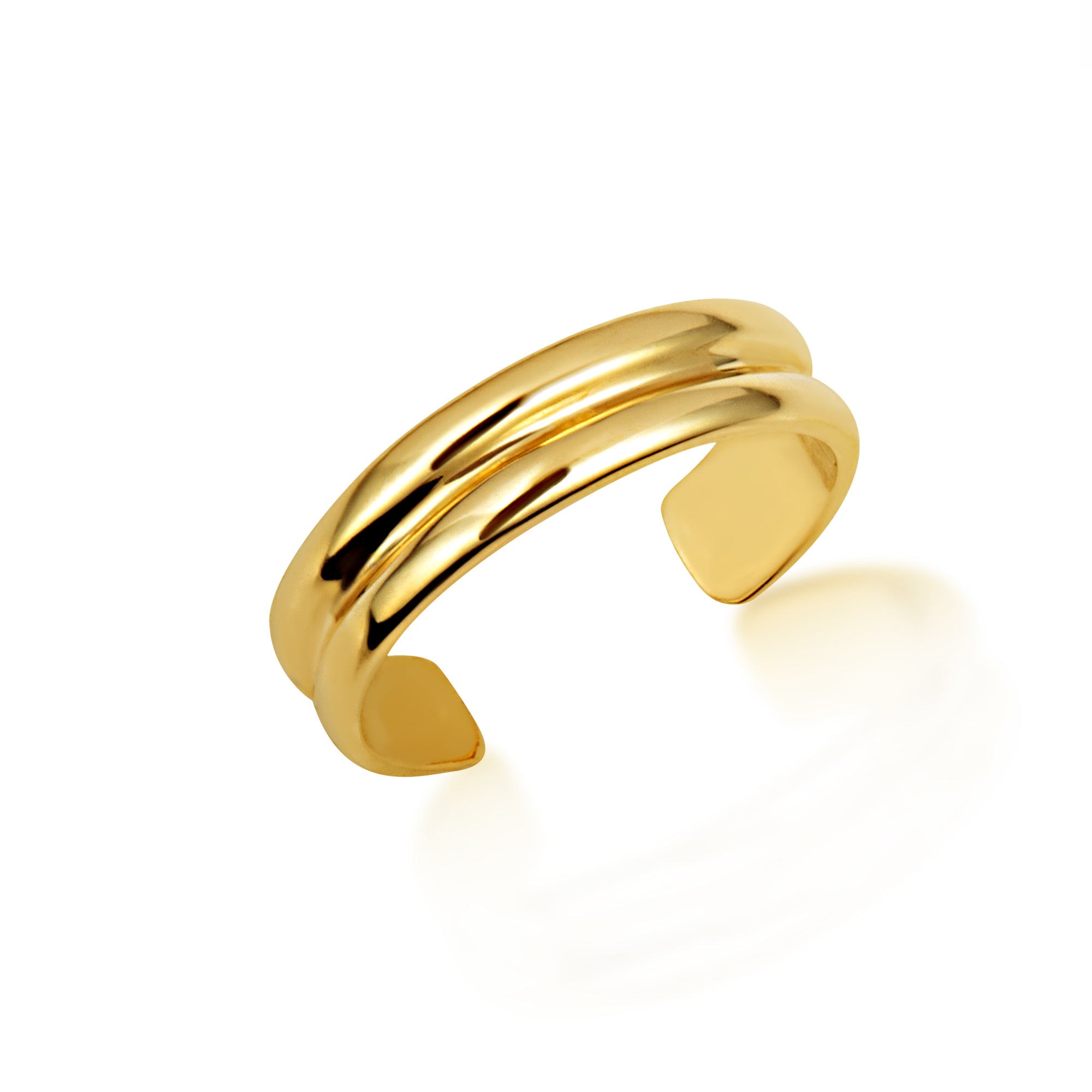 Gold Women's Double Band Toe Ring, view 5