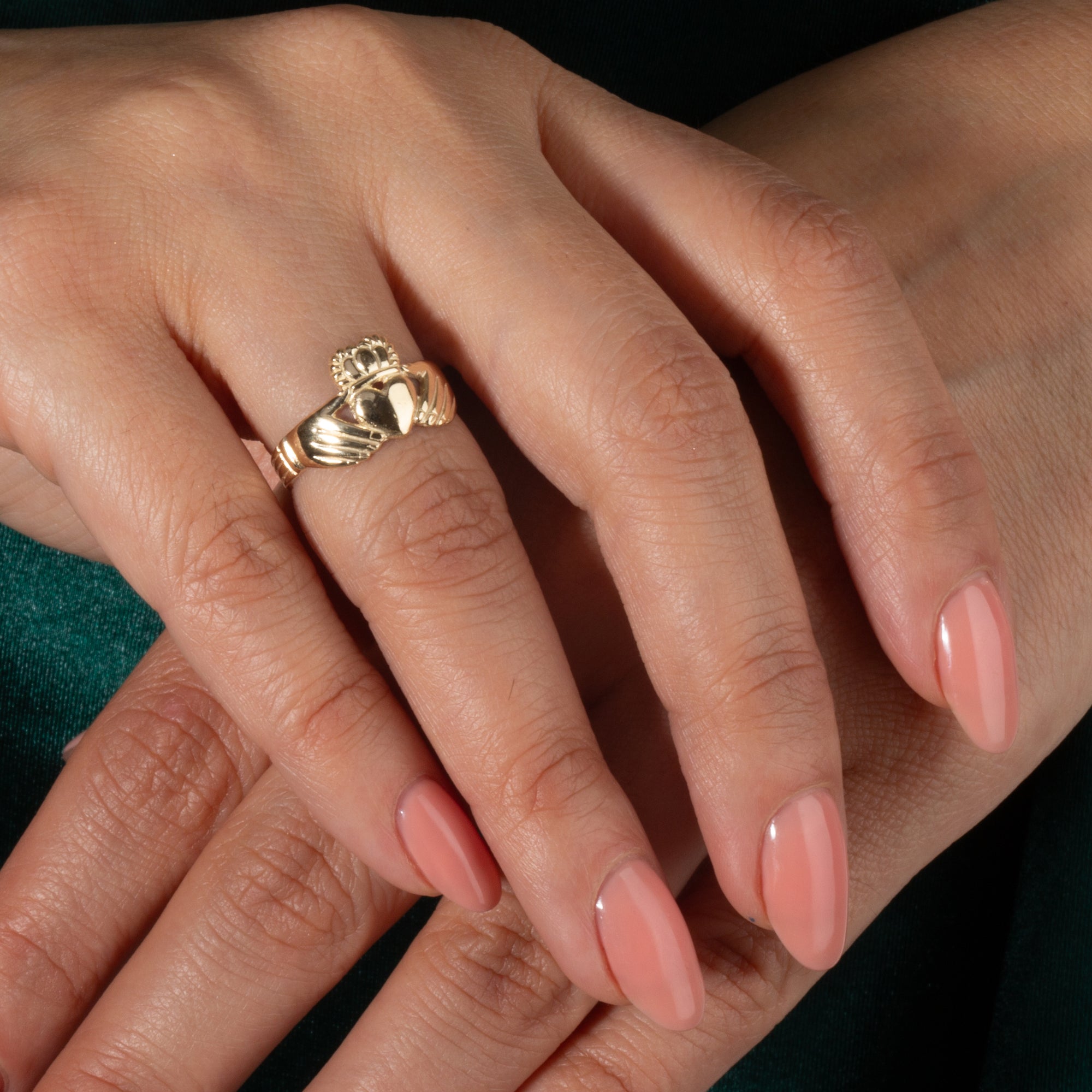 Gold Women's Eternal Irish Claddagh Ring, view 2