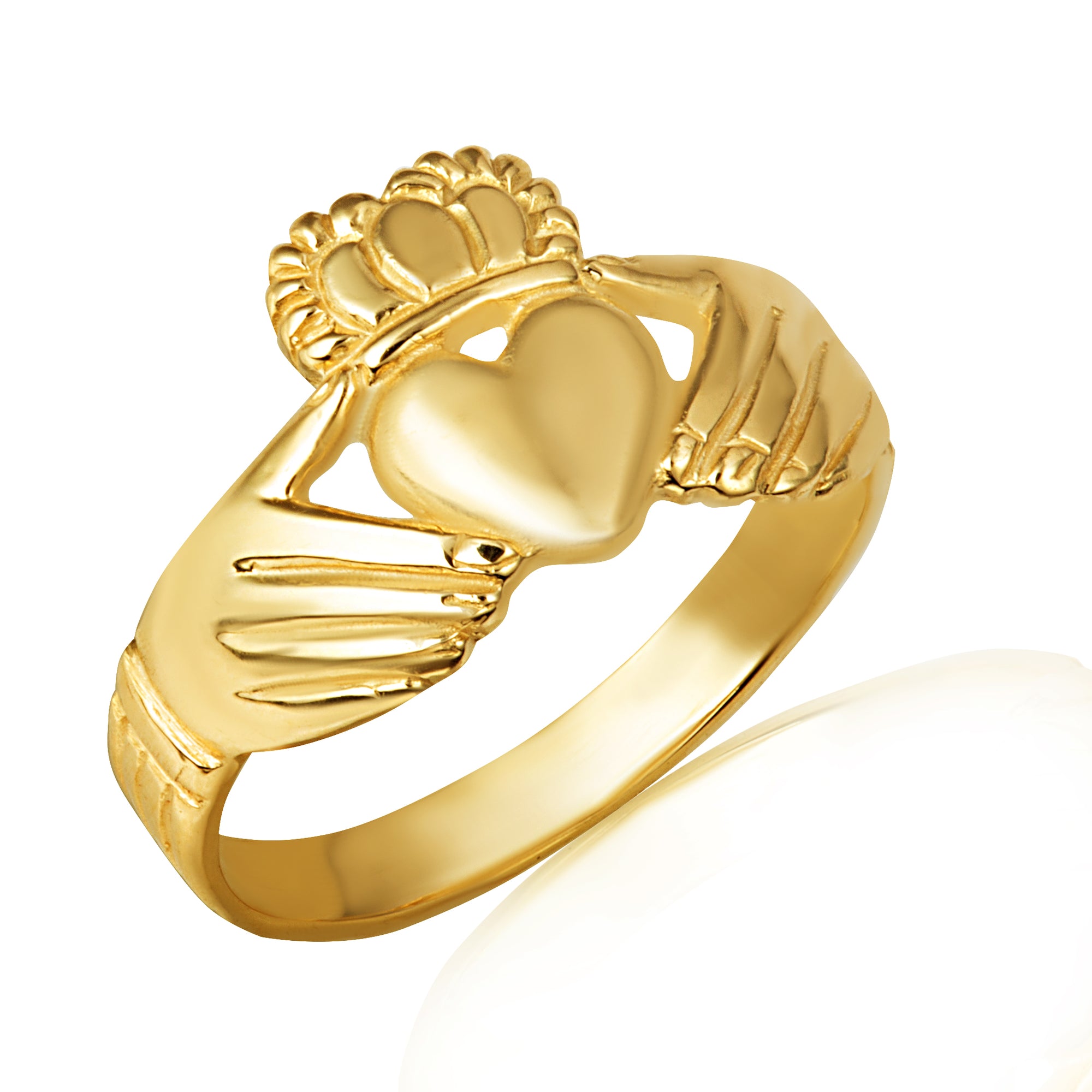Gold Women's Eternal Irish Claddagh Ring, view 5