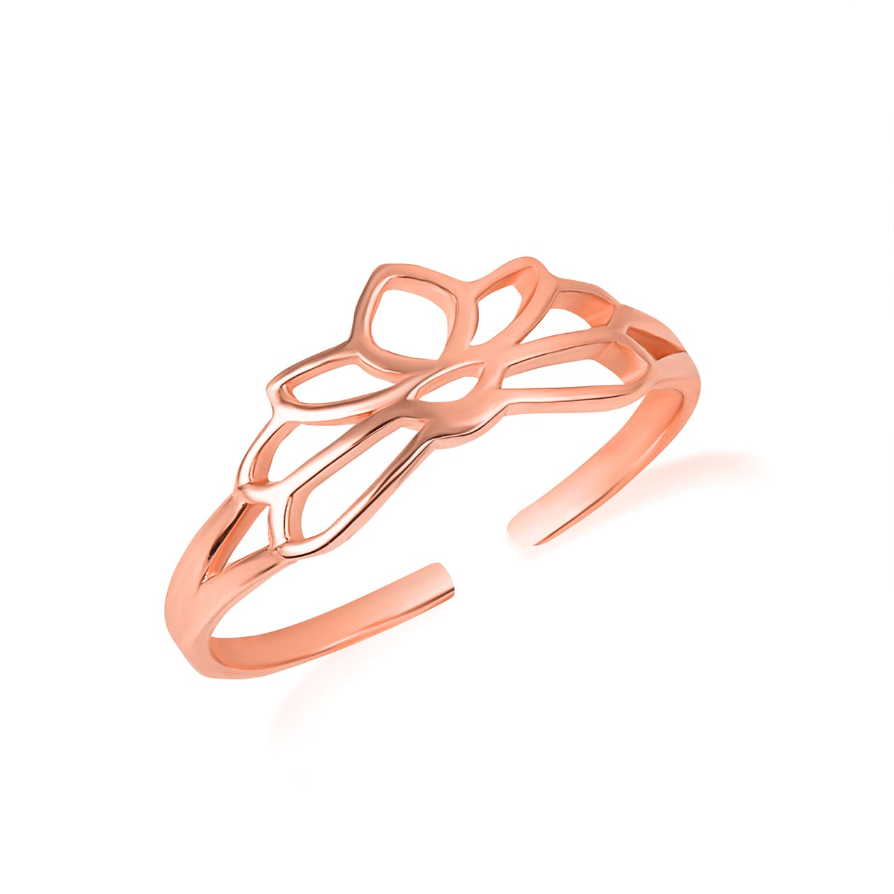 Gold Women's Lotus Flower Toe Ring, view 3
