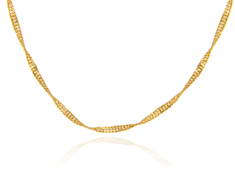 Gold Women's Singapore Twisted Chain Link Necklace 0.2 mm