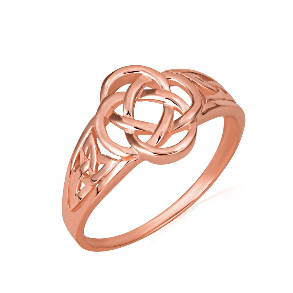 Gold Women's Symbolic Dara Knot Trinity Ring, view 3