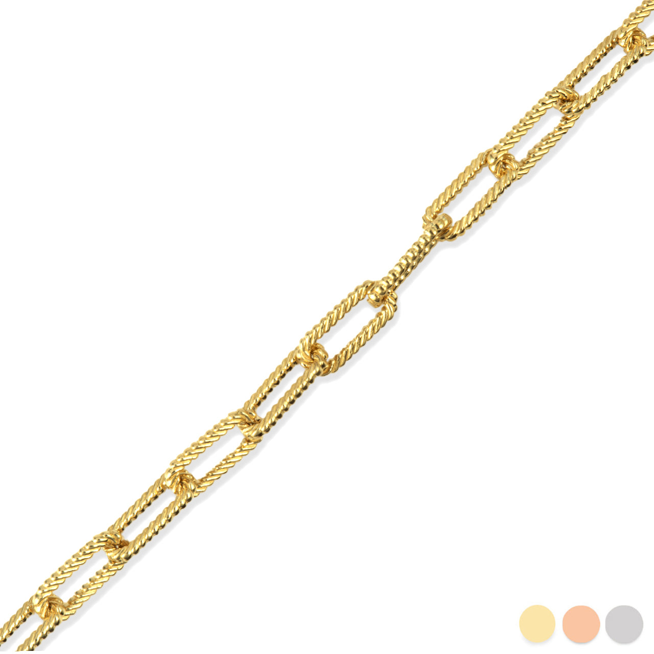 Gold Women's Textured Paperclip Chain Link Bracelet (0.37", 0.15")