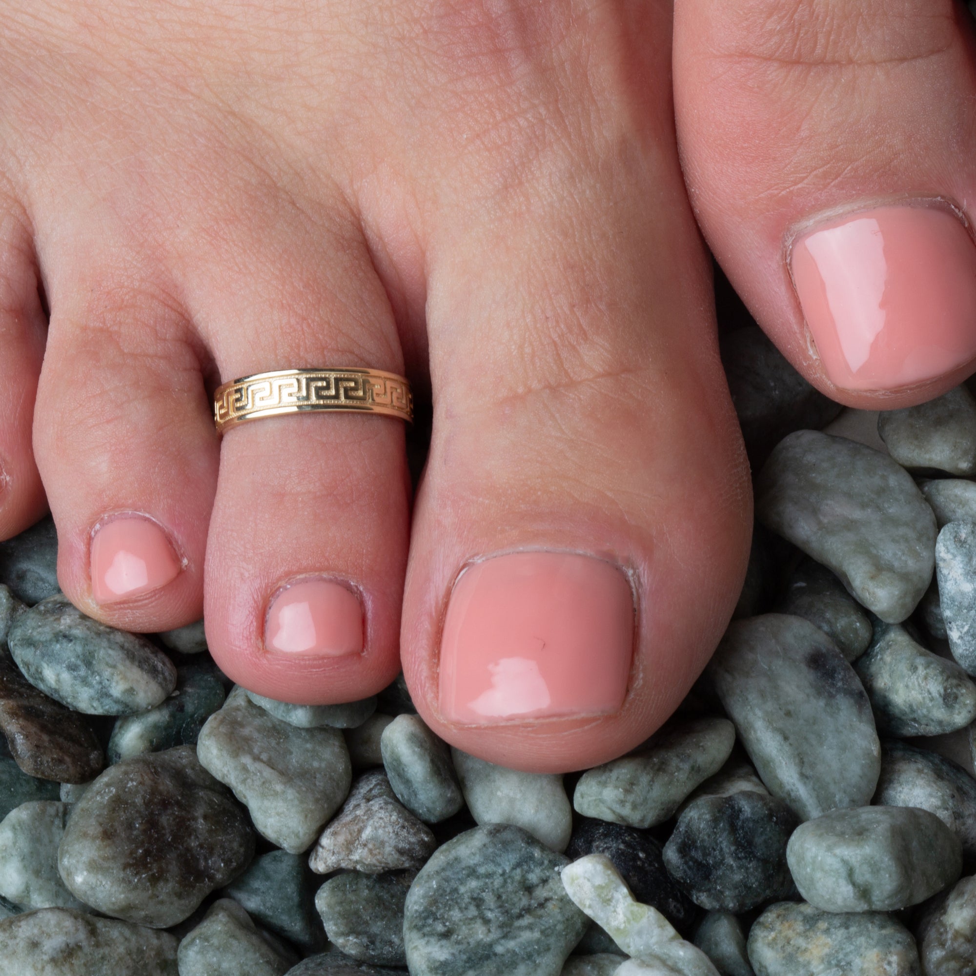Gold Women's Timeless Greek Key Toe Ring, view 2