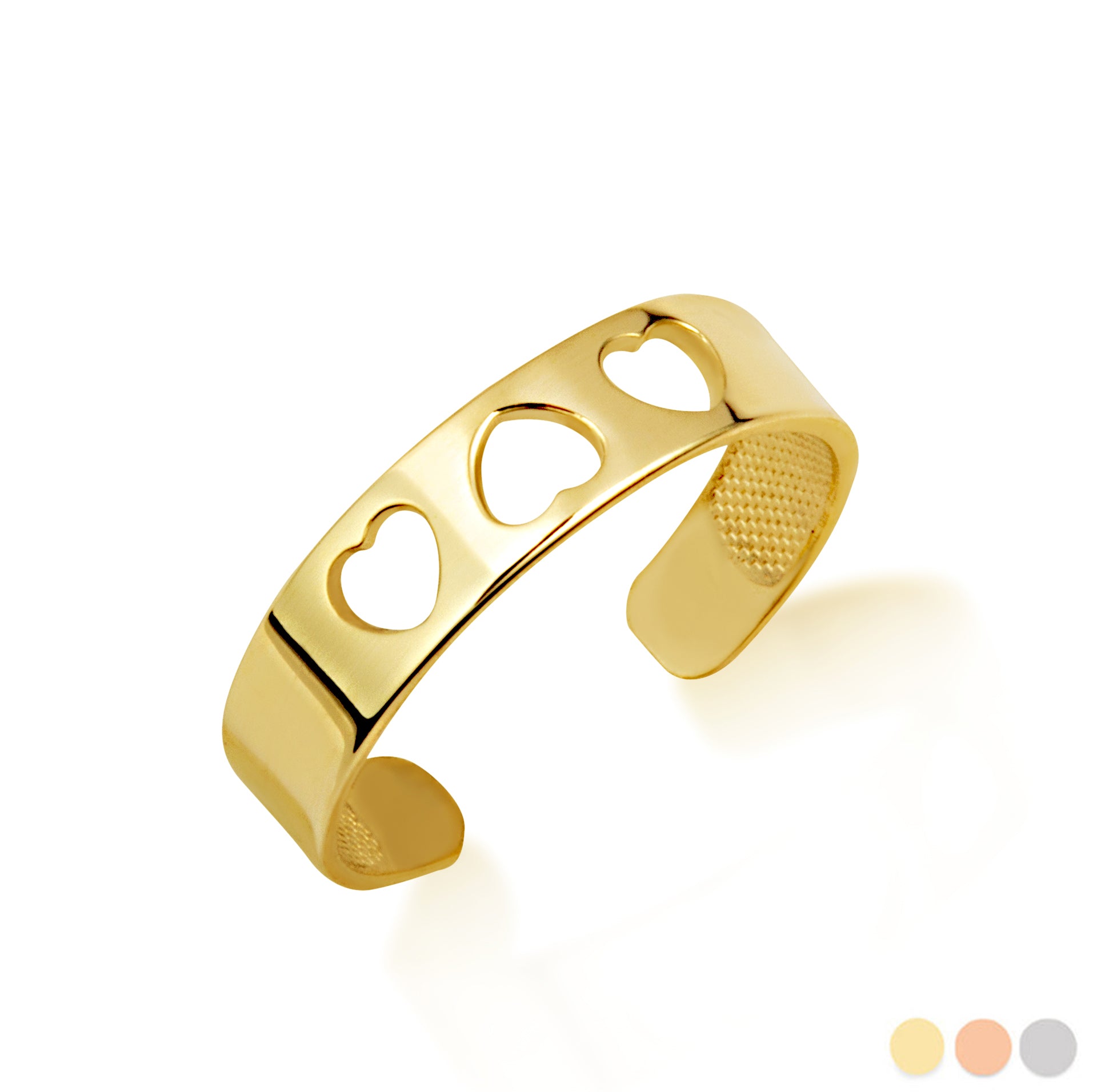 Gold Women's Timeless Love Trio Heart Toe Ring