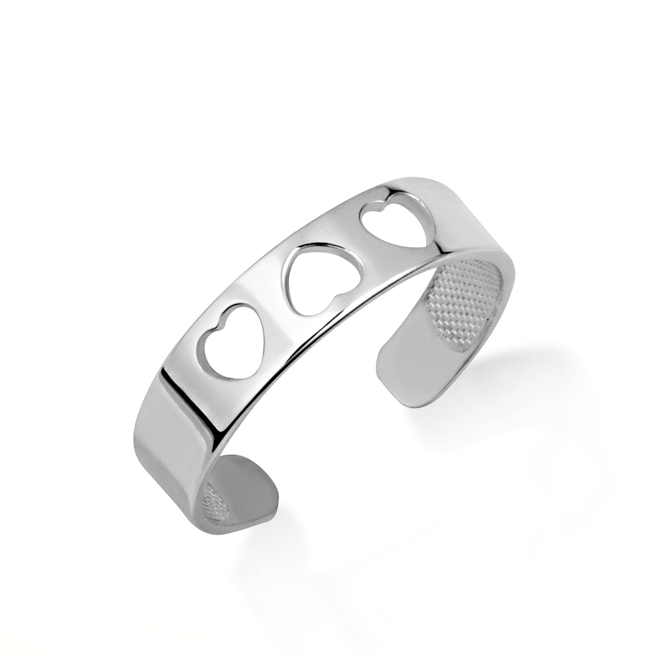 Gold Women's Timeless Love Trio Heart Toe Ring, view 3