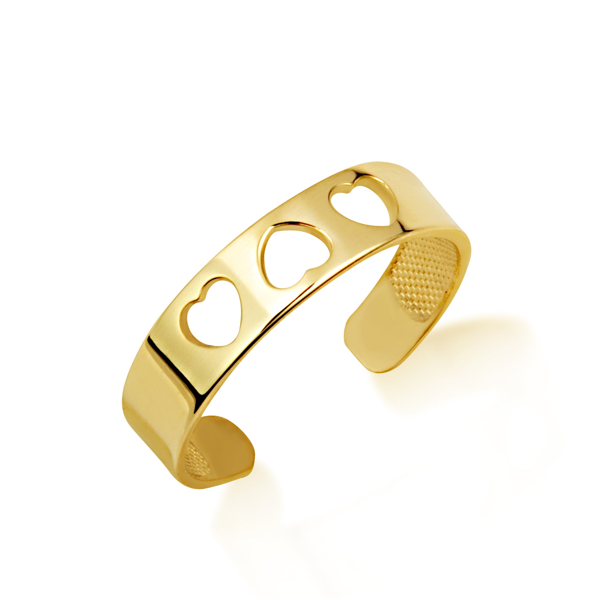 Gold Women's Timeless Love Trio Heart Toe Ring, view 5