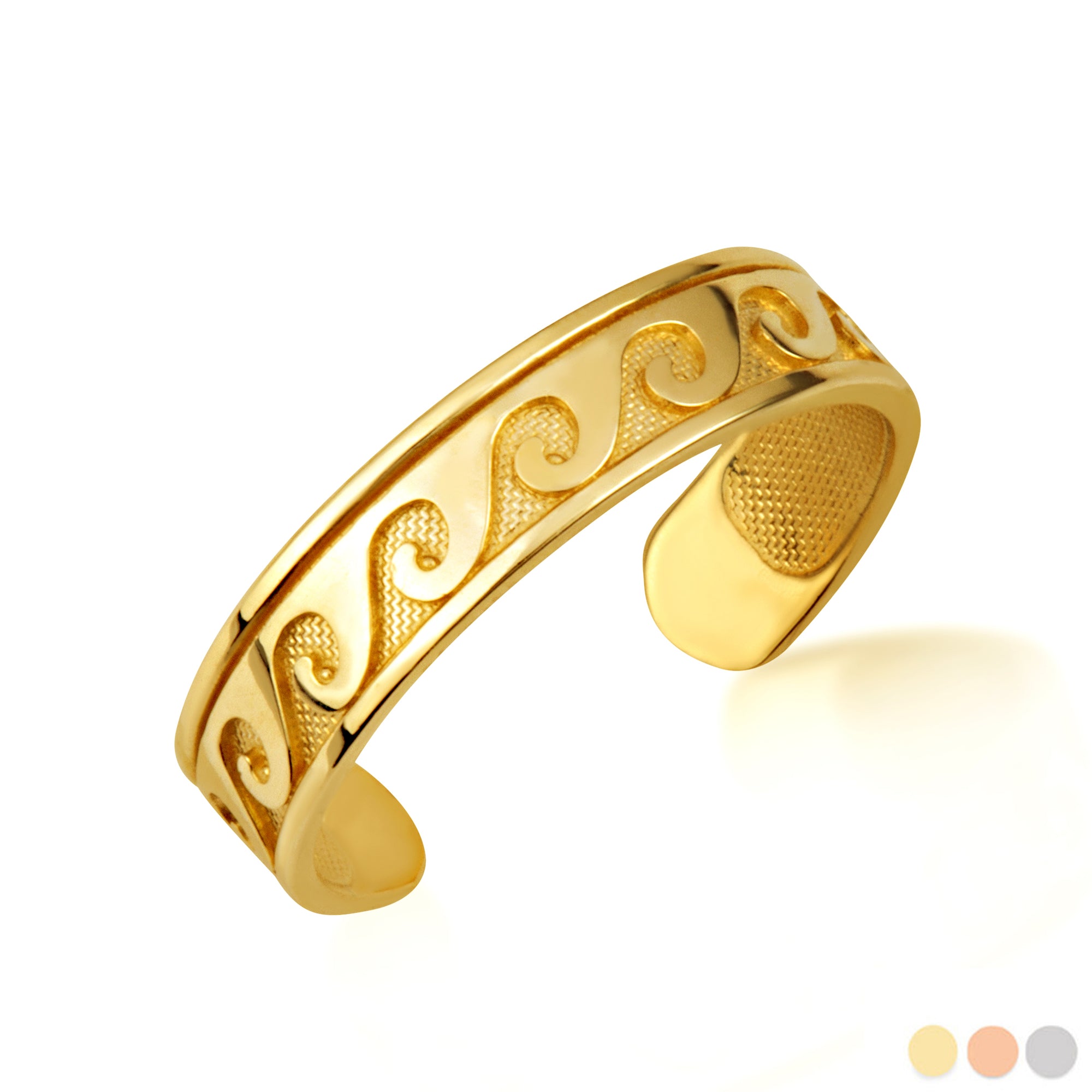 Gold Women's Tranquil Waves Minimalist Toe Ring