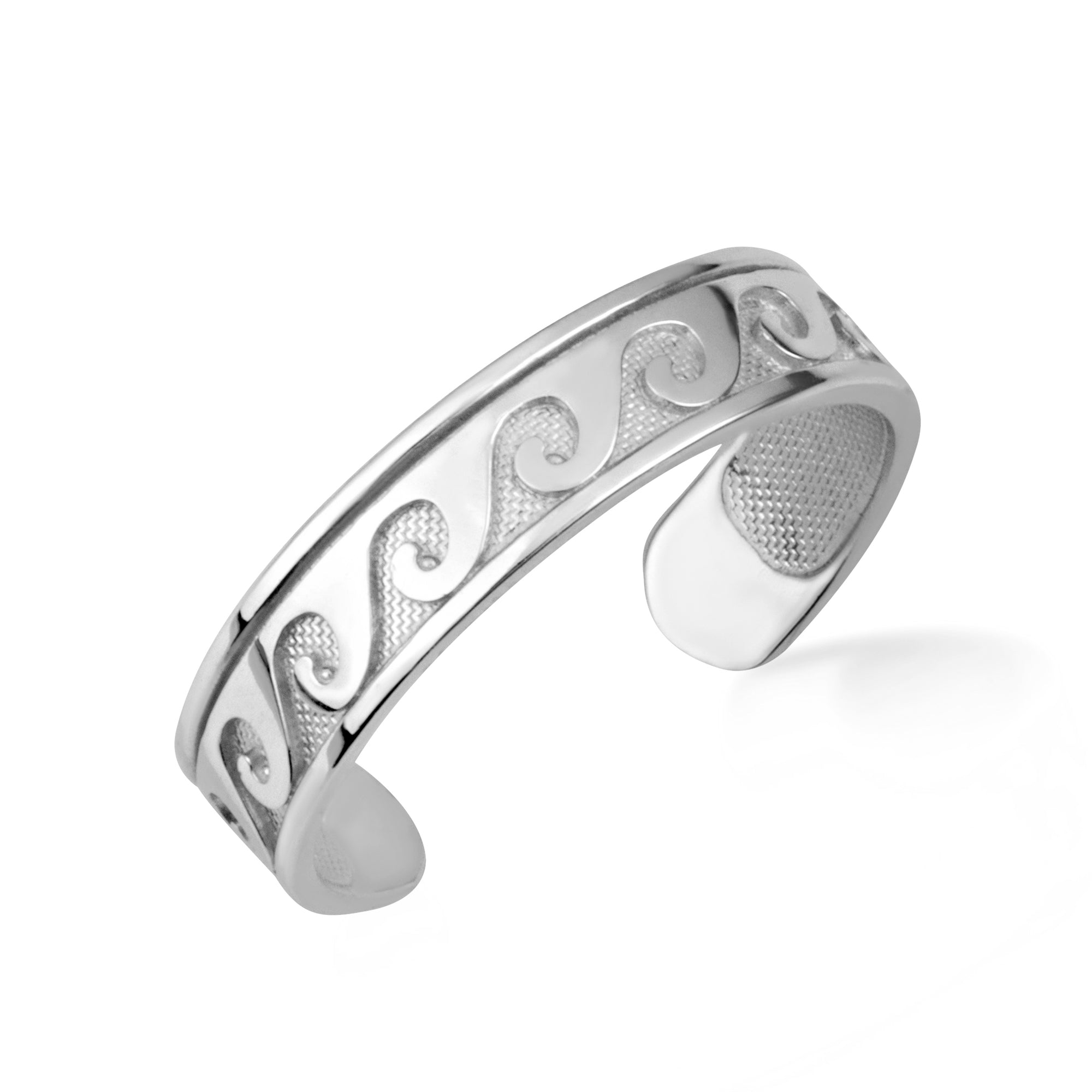 Gold Women's Tranquil Waves Minimalist Toe Ring, view 3