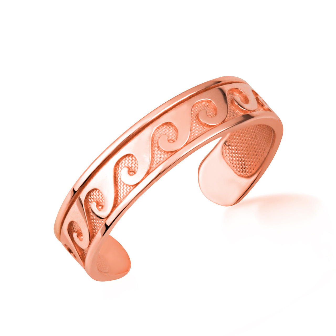 Gold Women's Tranquil Waves Minimalist Toe Ring, view 4