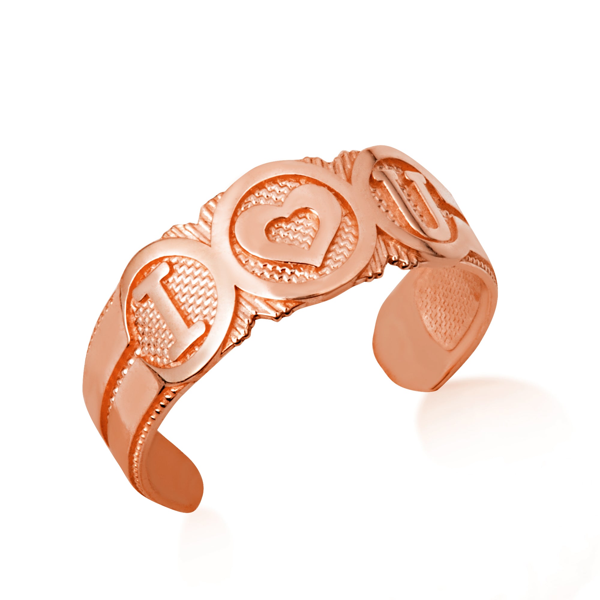 Gold Women's Trendy 'I Heart U' Toe Ring, view 4
